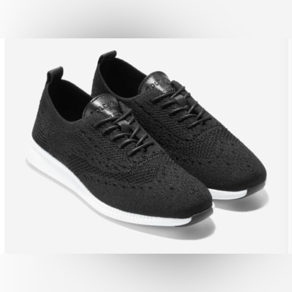 Cole Haan Black Mesh Fabric & Leather Grand OS Wingtip Oxford Sneakers Size10B